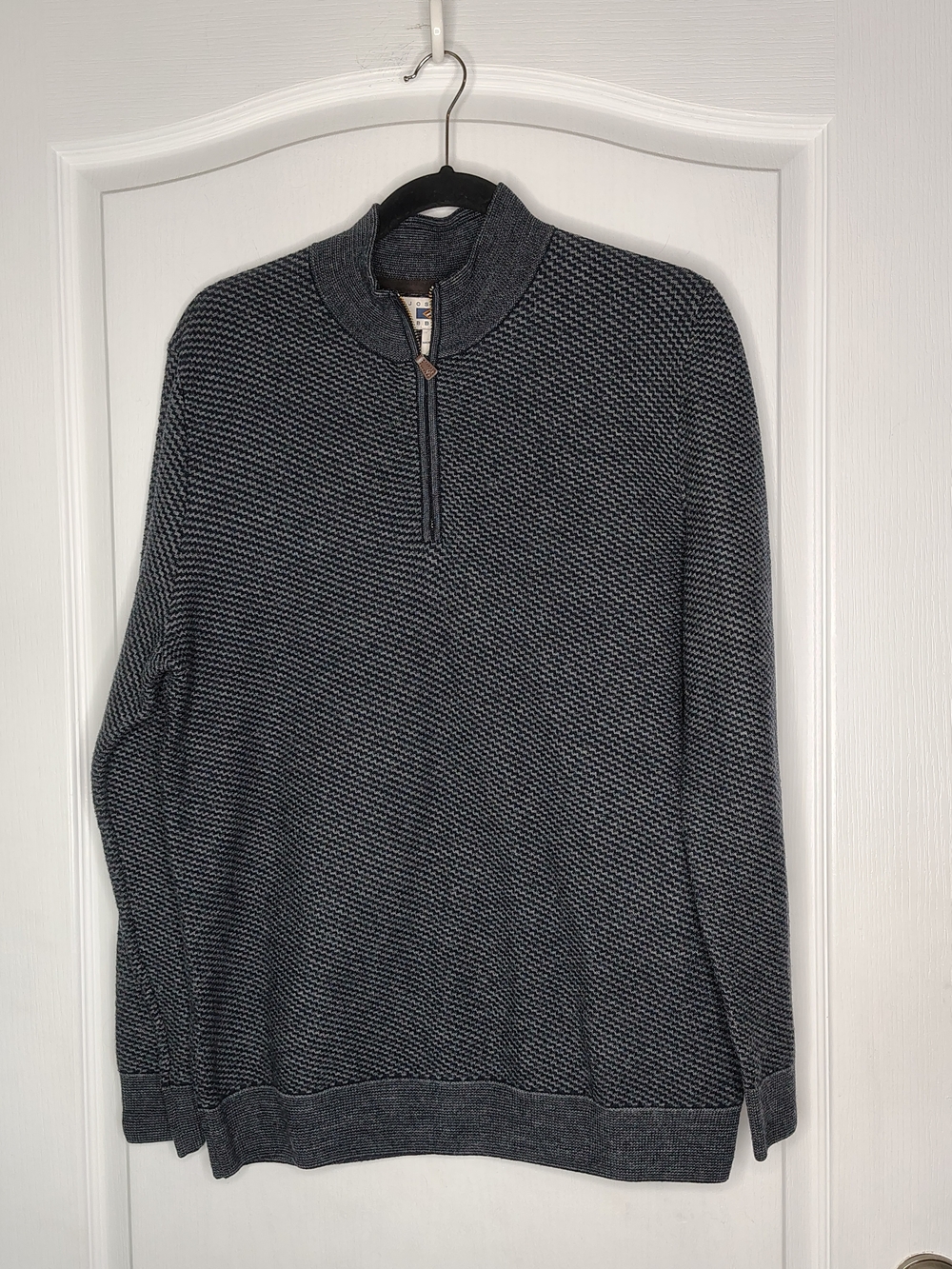 Joseph Abboud Dark Gray Half-Zip Textured Knit Sweater